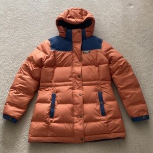 L.L. Bean Orange and Blue Mountain Classic Down Puffer Jacket